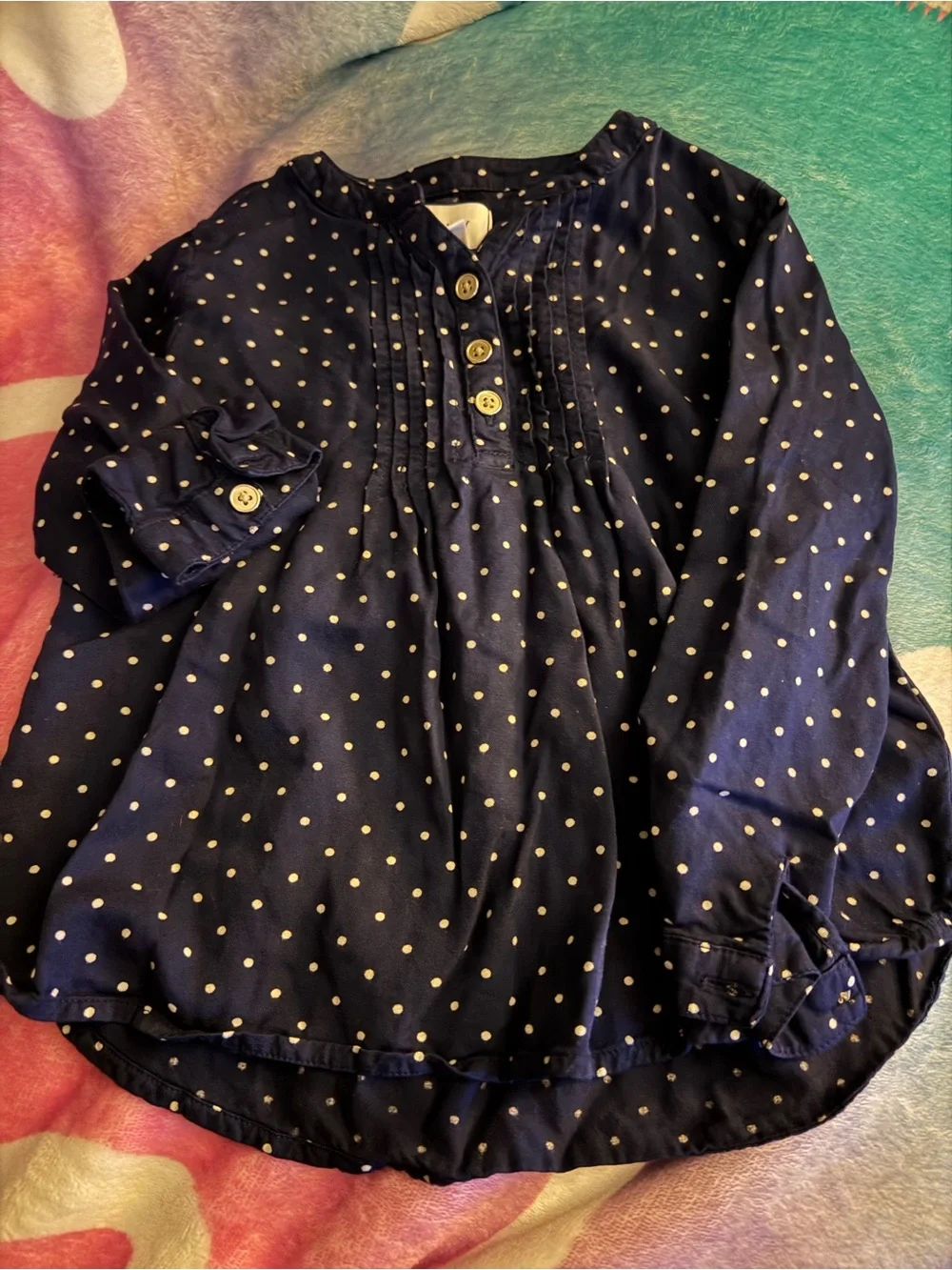 Kids navy blue white pot girl blouse